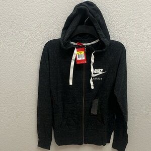 Nike Women’s Gym Vintage Full Hoodie, Long Sleeve Size Small Black Sail